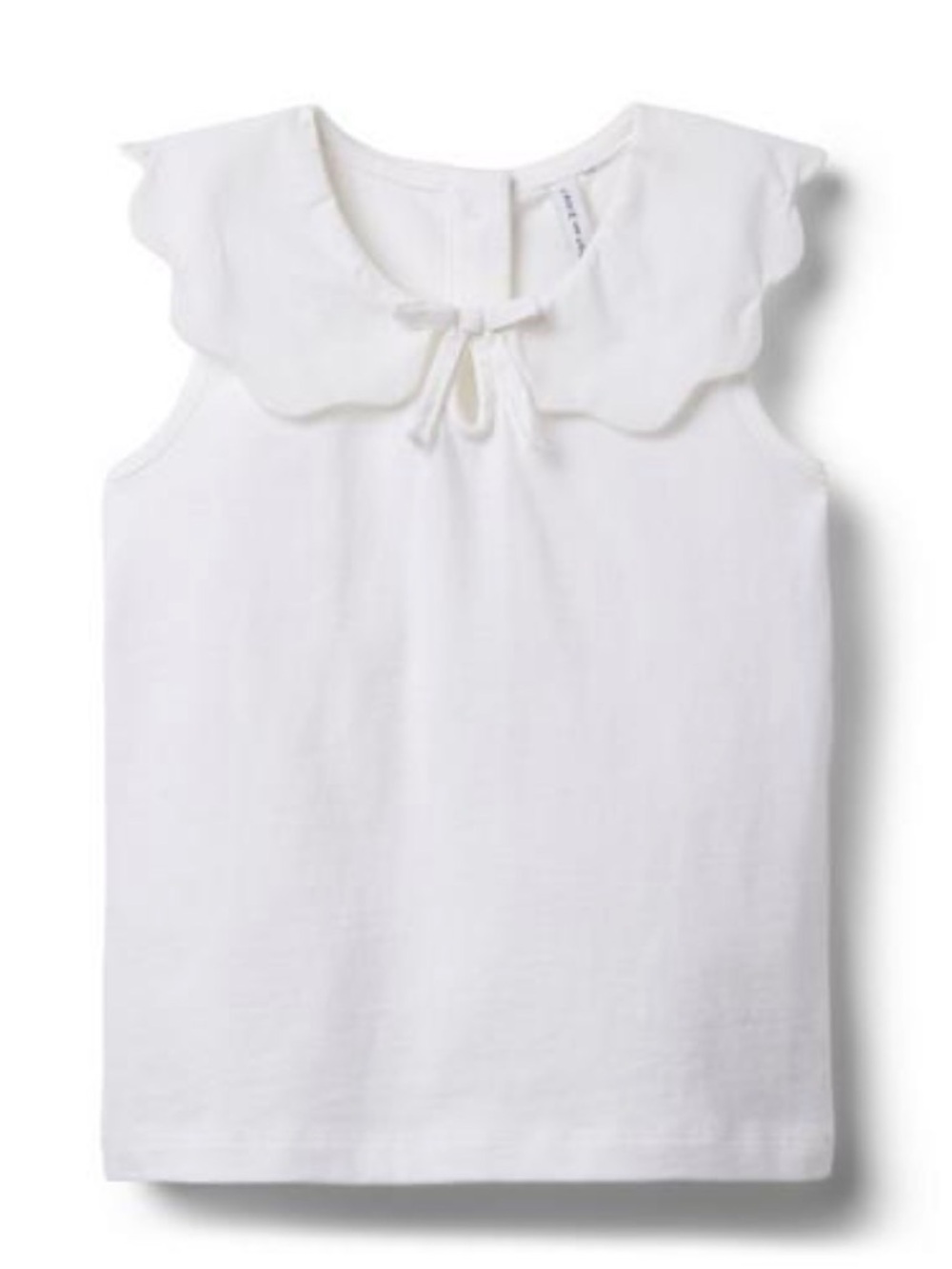 Girls White Scalloped Collar Tank Top